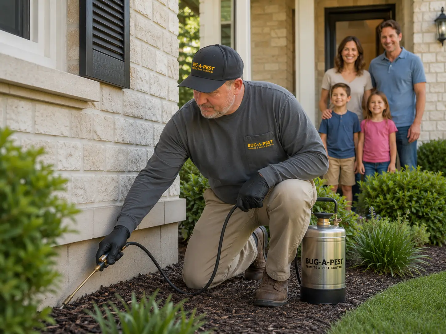 Bug-A-Pest licensed technician treating a home in Southwest Ohio