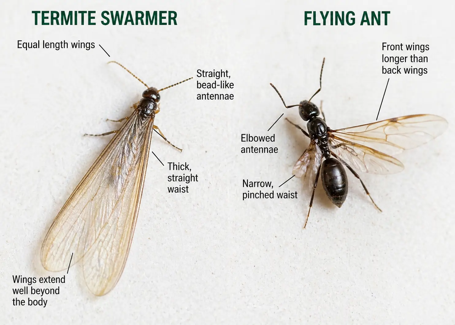 Termite swarmer vs flying ant identification guide — how to tell the difference
